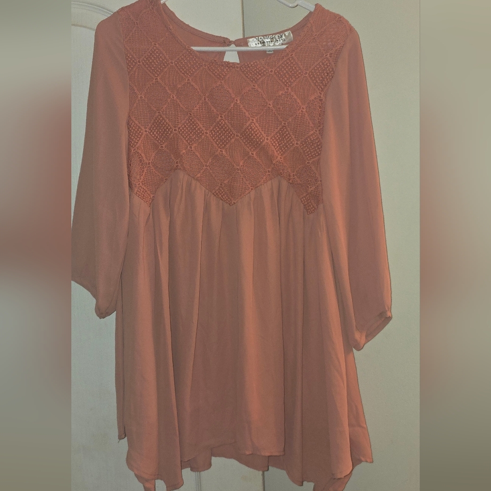 Elegant Terracotta Lace Women's Tunic